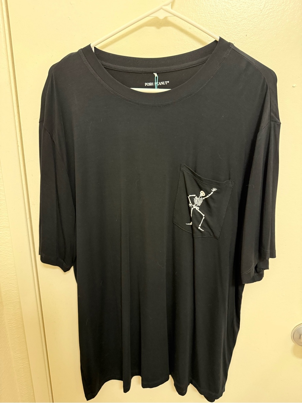 Posh Peanut Black Short-Sleeve Pocket Tee with Skeleton Graphic